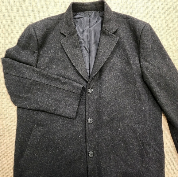 Giorgio Armani Charcoal Gray Wool Overcoat Trench Coat Long Sz 50R - Picture 3 of 8